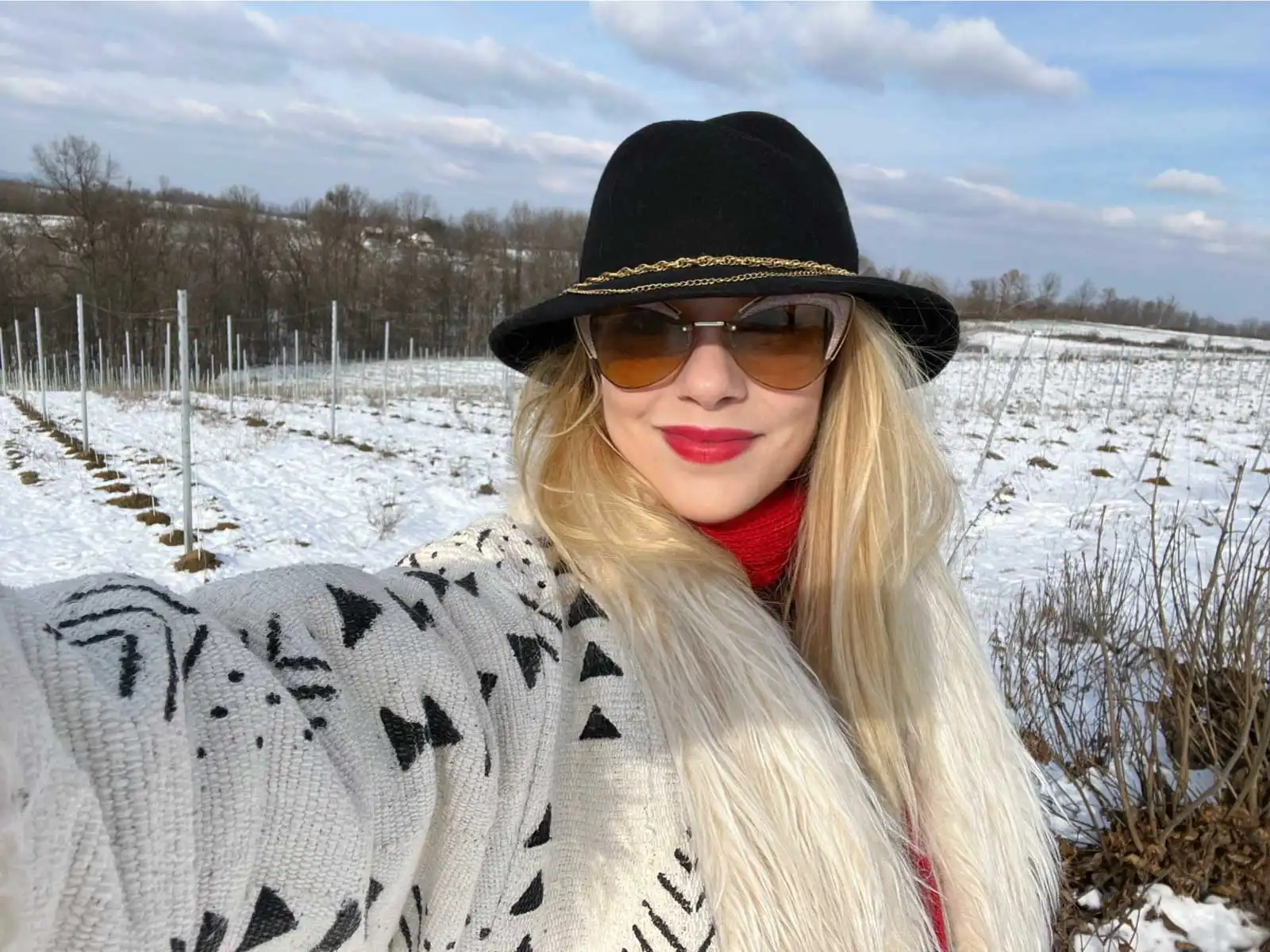 the owner among the vines in winter